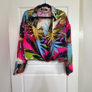 Zara Multicolor Tropical Blouse
